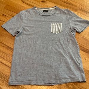 Zara Man Men’s Blue Striped Pocket Tee Shirt Medium M